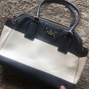 Black and white striped Kate Spade handbag